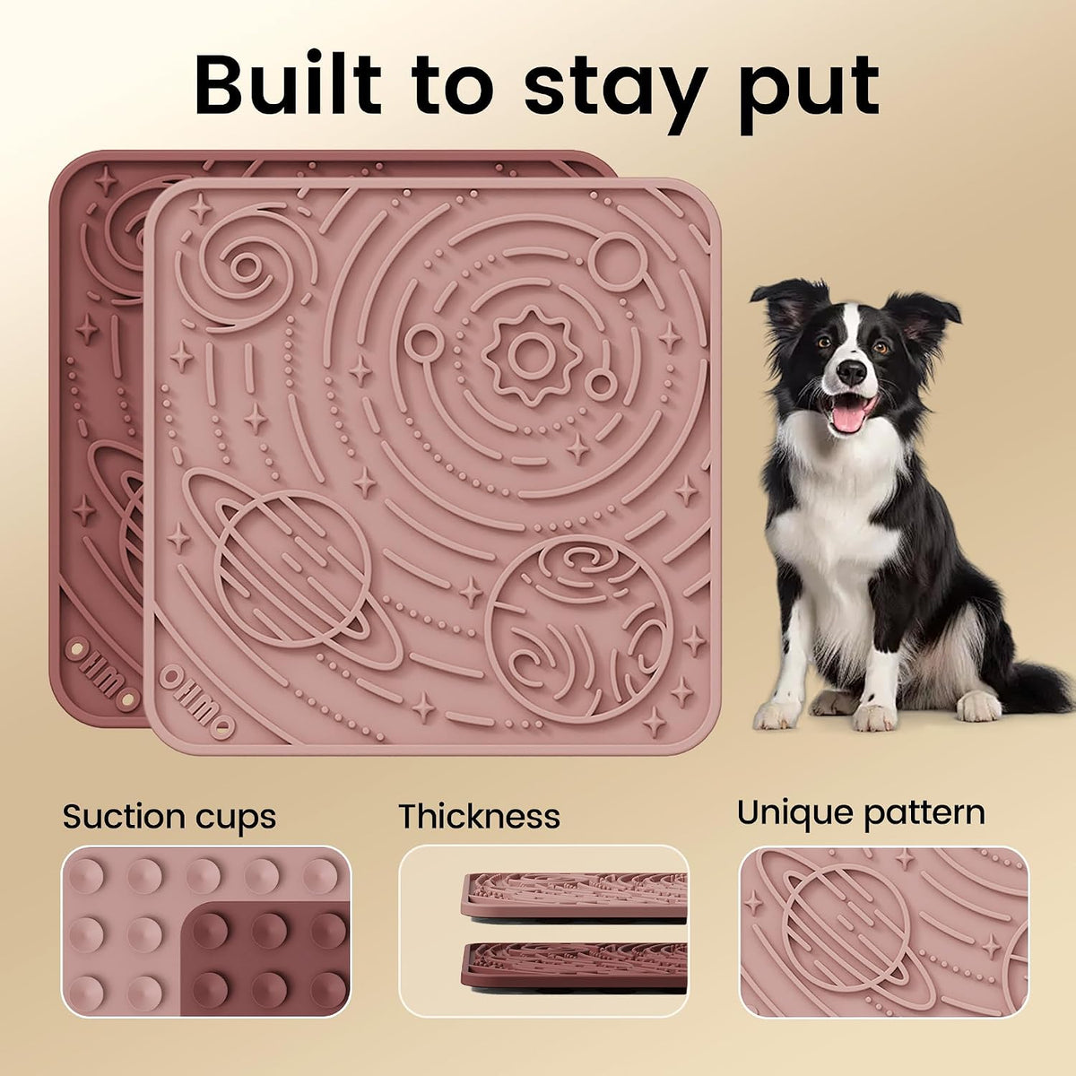 Lick Mat for Dogs&Cats, Space Pattern, Small, 2Pcs, Brick Red&Coral