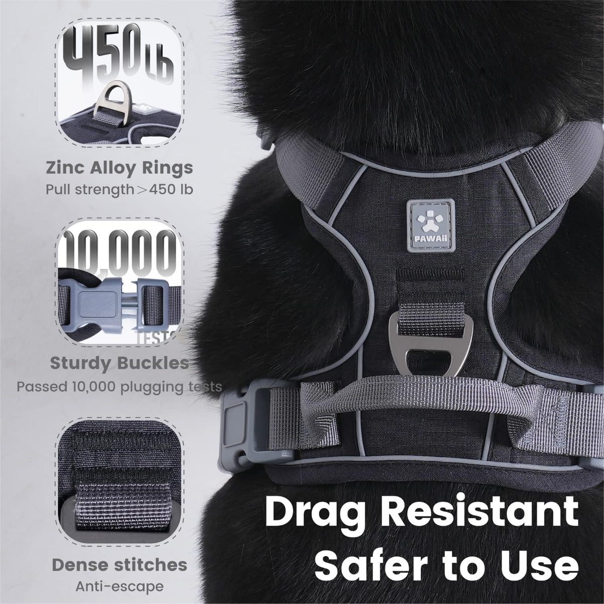 No Pull Dog Harness with Pet ID Tag, Reflective Vest