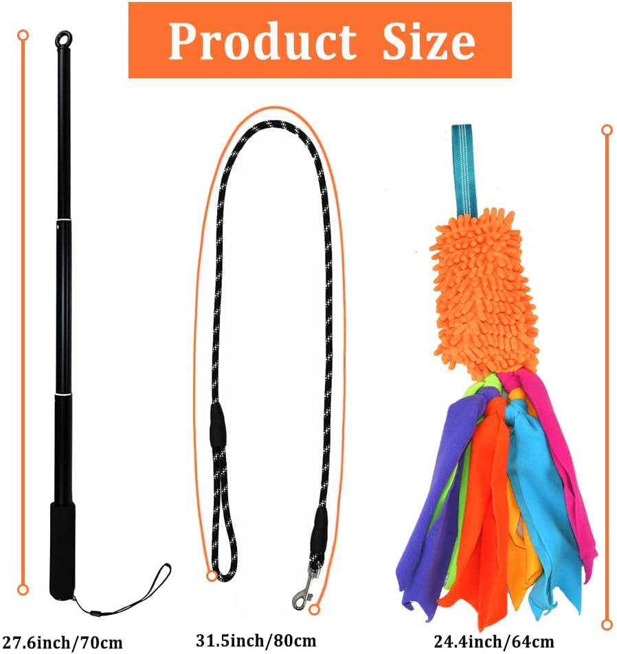 Flirt Pole with Tug Toy for Small Medium Large Dogs Outdoor Training