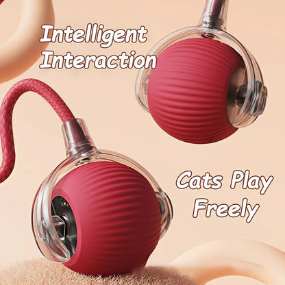 New Cat Interactive Ball Toy Automatic Rolling Ball Faux Tail Rechargeable Smart Pet Electric Toy Dog Cat Training Imitate Mouse