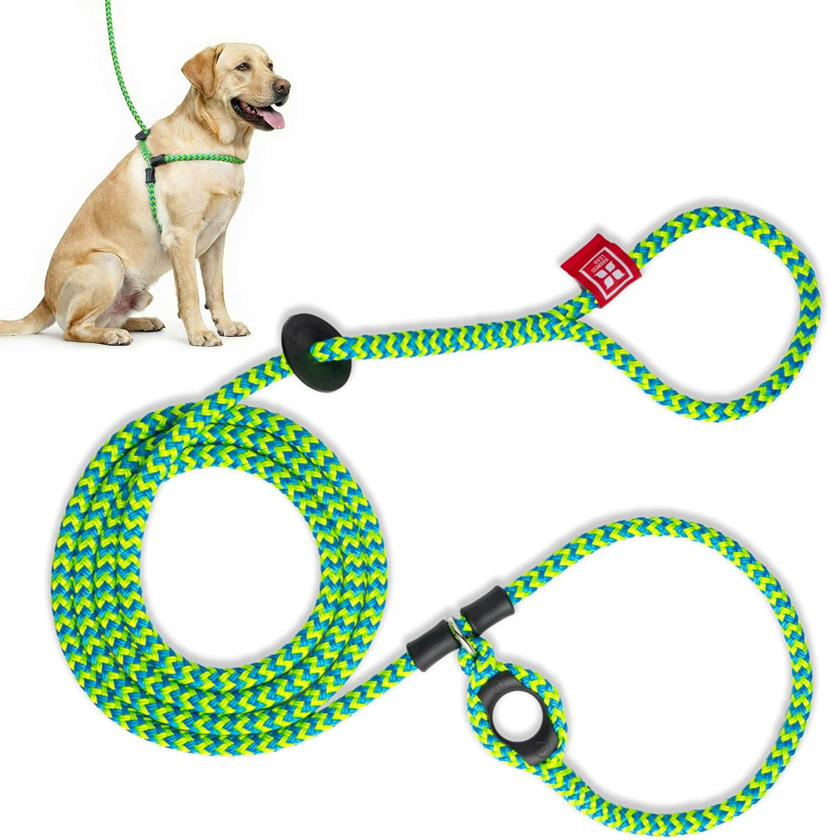 No Pull Dog Harness and Leash Set, anti Pull Dog Harness, One-Piece Cushioned Rope Safely Prevents Escaping and Pulling (Medium/Large, Peacock/Blue/Lime)