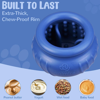 Wobbly Dog Enrichment Lick Toy, Stuffable Frozen Lick Bowl to Keep Dogs Busy, Long-Lasting Interactive Treat Dispensing Dog Toy, Silicone Fetch Catch Chew Toy(Dark Blue,L)