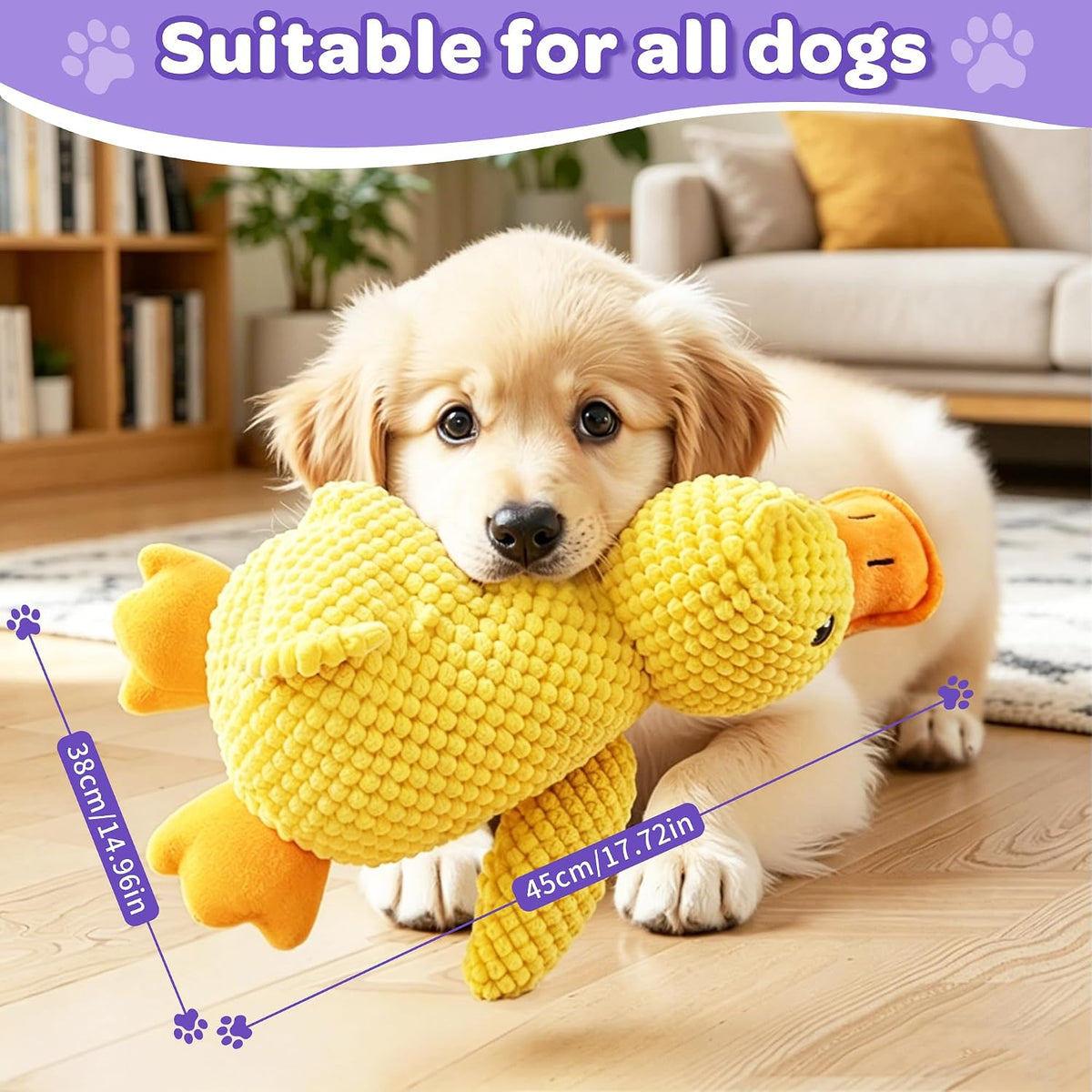 Duck Dog Toy 18 in X 15 in Plush Toy for Dog Calming Companion with Quack